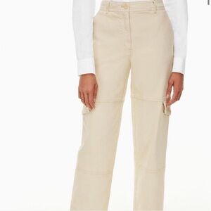 Aritzia Wilfred Maeve Cream and Tan Straight Leg Cargo Pants